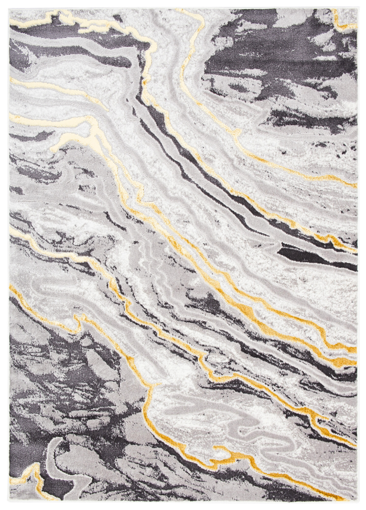 Tappeto Shine Grigio Oro Moderno Effetto 3D