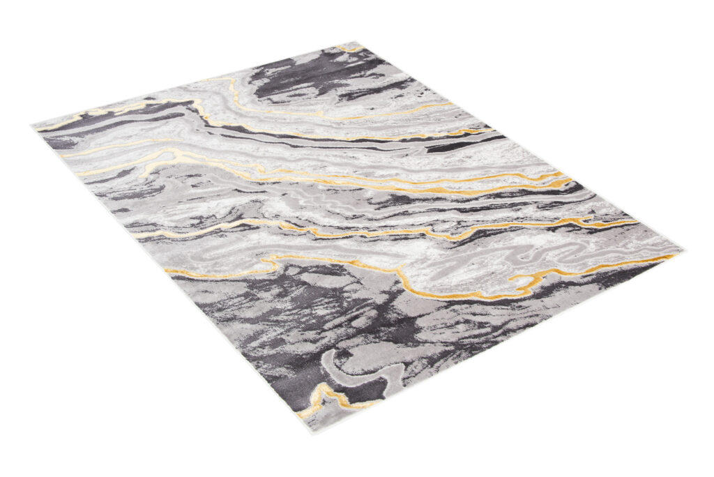 Tappeto Shine Grigio Oro Moderno Effetto 3D