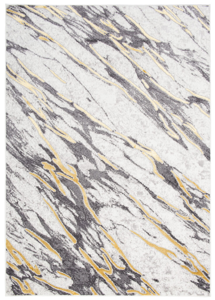 Tappeto Shine Grigio Oro Marmo Astratto Effetto 3D