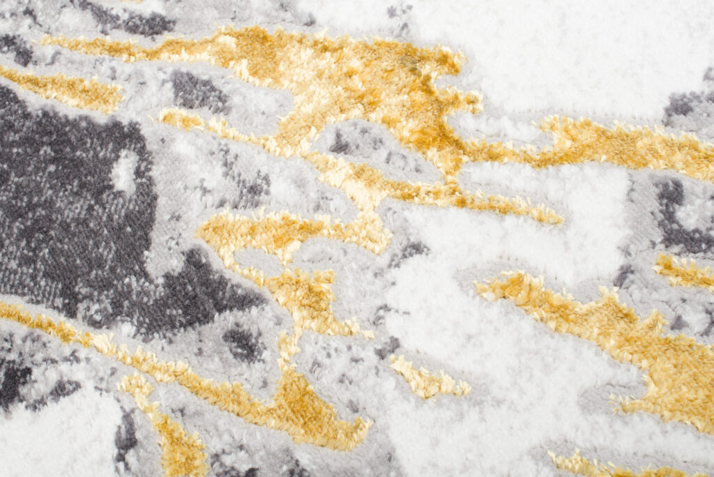 Tappeto Shine Crema Grigio Oro Astratto Effetto 3D