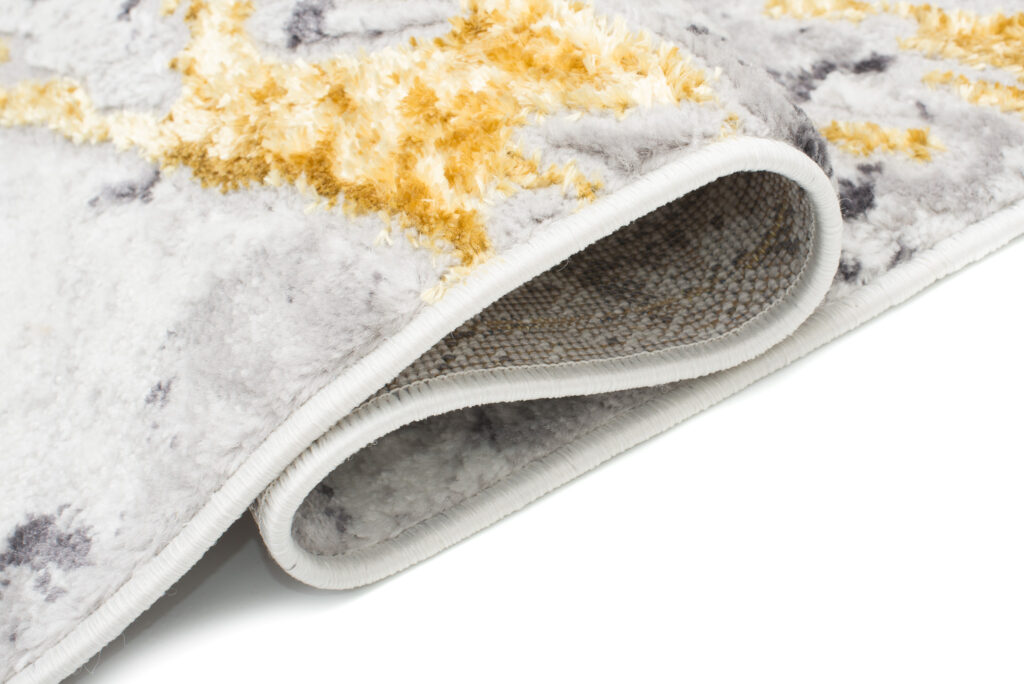 Tappeto Shine Crema Grigio Oro Astratto Effetto 3D
