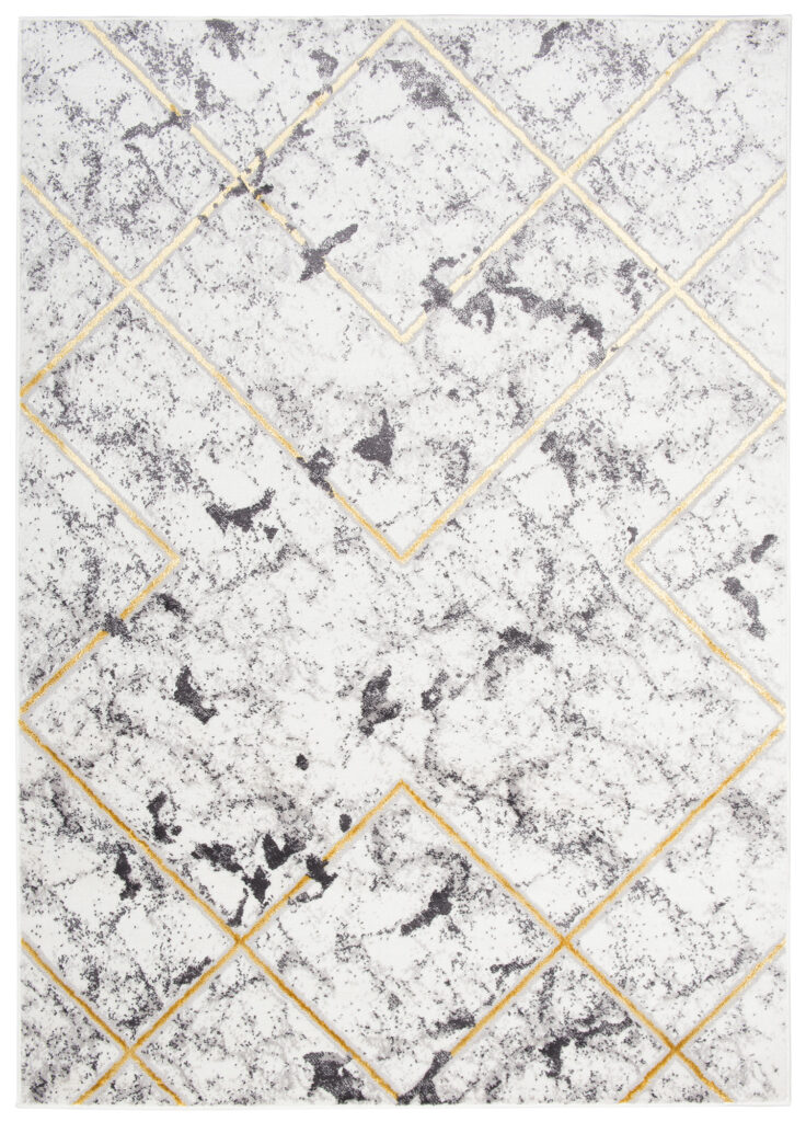 Tappeto Shine Grigio Oro Geometrico Linee Effetto 3D