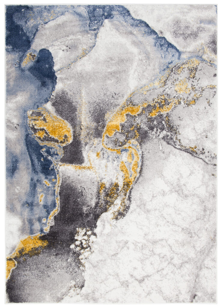Tappeto Shine Crema Grigio Blu Oro Marmo Effetto 3D