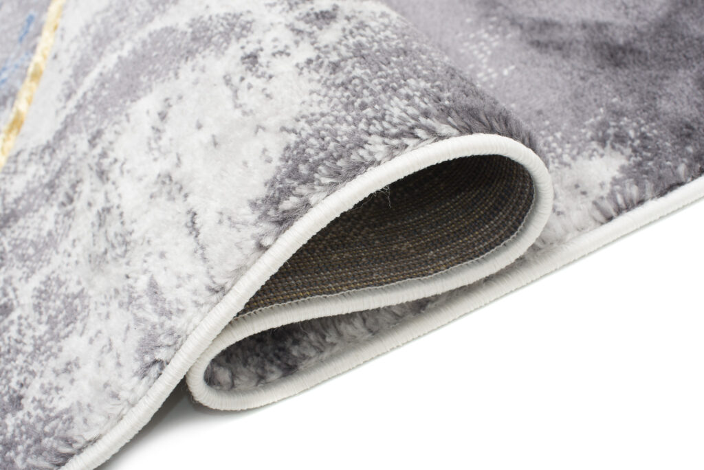 Tappeto Shine Grigio Blu Oro Geometrico Effetto 3D