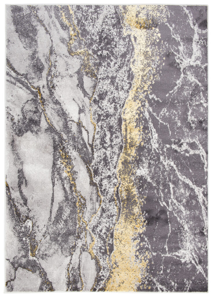 Tappeto Shine Grigio Oro Moderno Marmo Effetto 3D