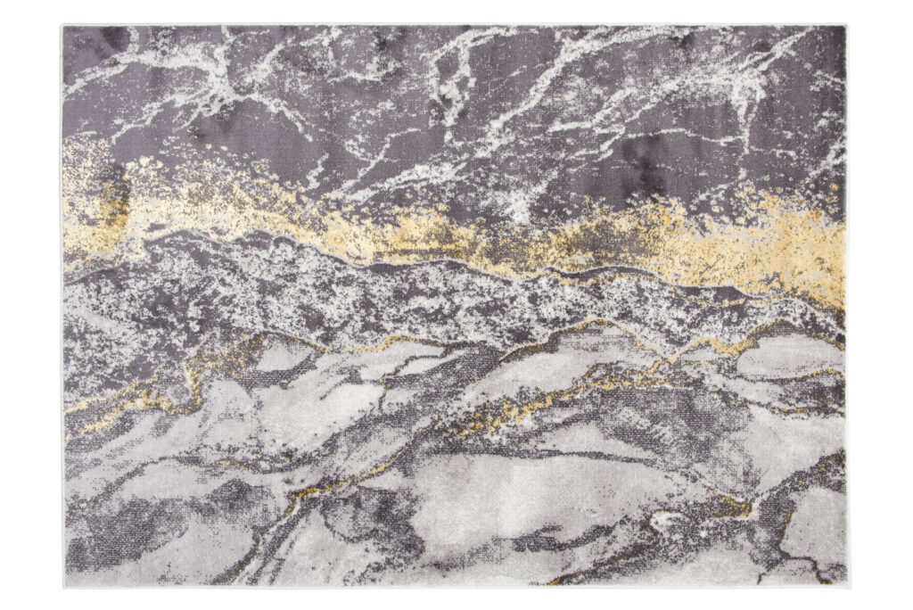 Tappeto Shine Grigio Oro Moderno Marmo Effetto 3D