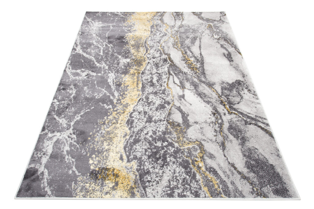 Tappeto Shine Grigio Oro Moderno Marmo Effetto 3D