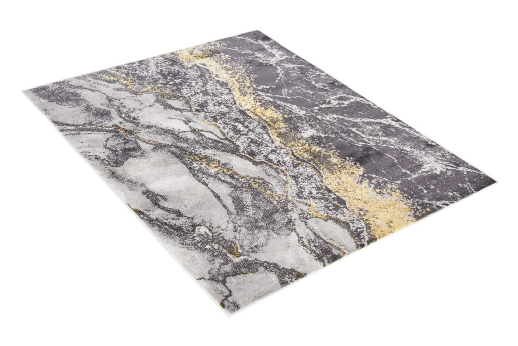 Tappeto Shine Grigio Oro Moderno Marmo Effetto 3D