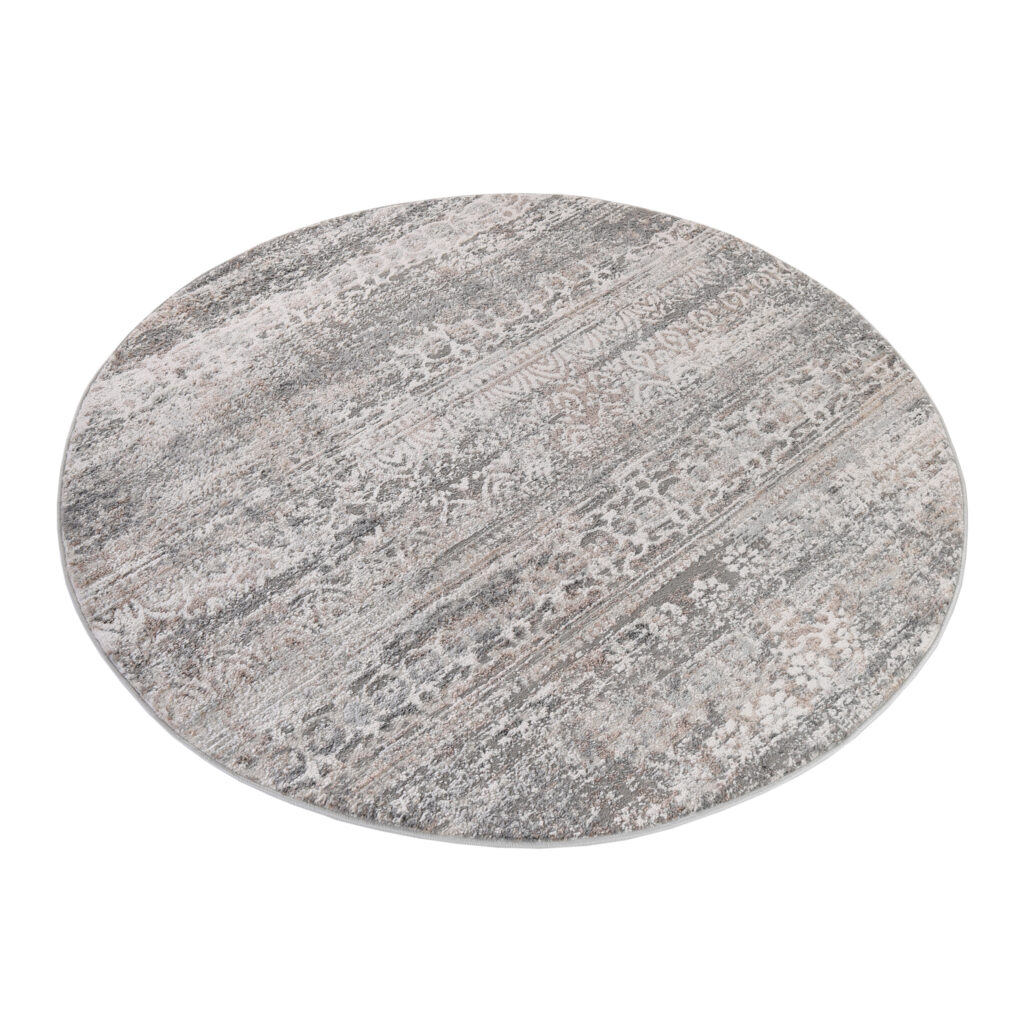 Tappeto Valley Rotondo Grigio Vintage Floreale