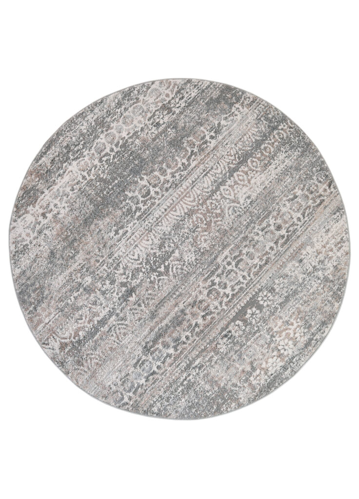 Tappeto Valley Rotondo Grigio Vintage Floreale