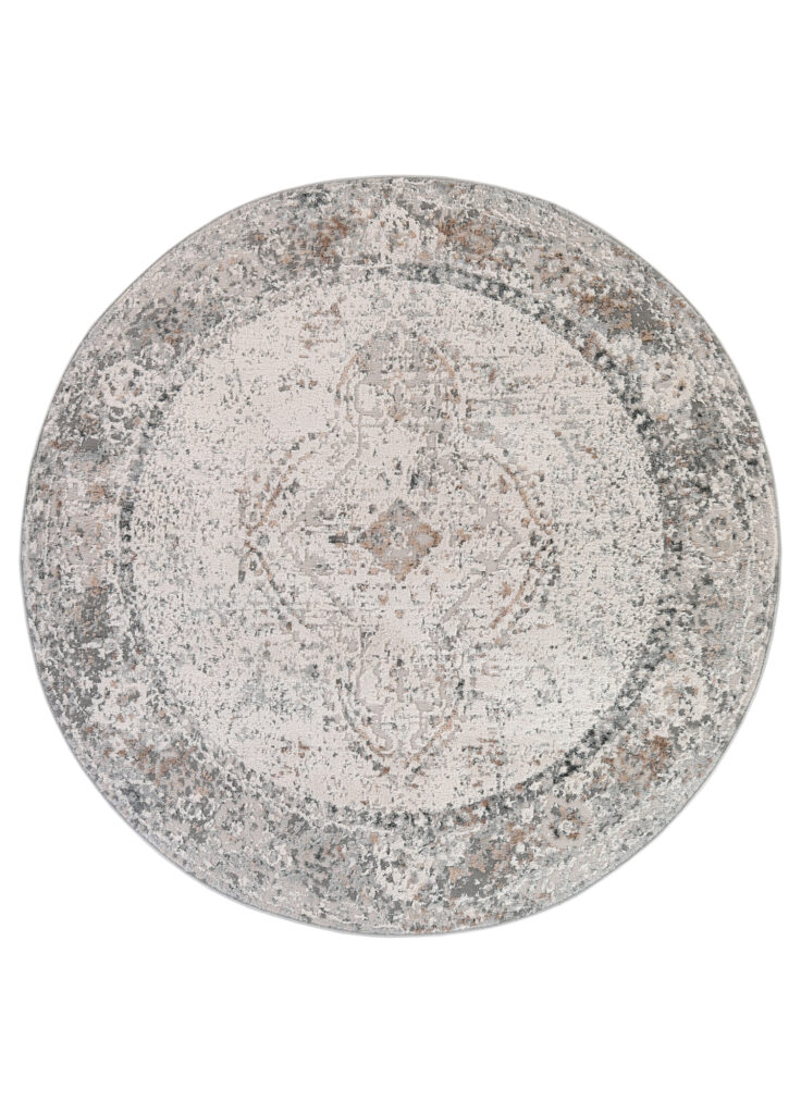 Tappeto Valley Rotondo Grigio Ornamenti Vintage