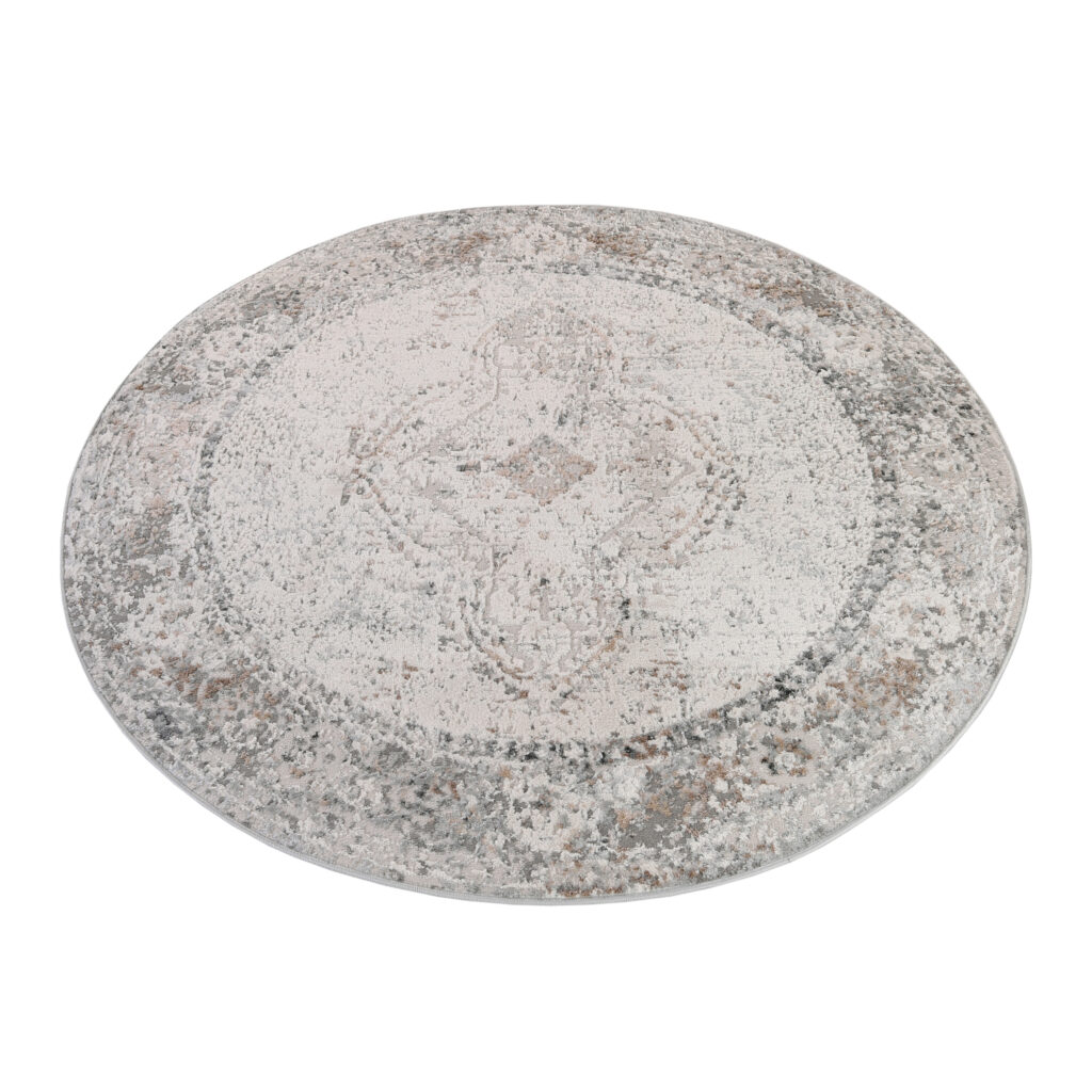 Tappeto Valley Rotondo Grigio Ornamenti Vintage