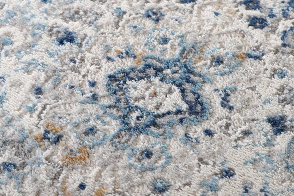 Tappeto Valley Rotondo Grigio Blu Ornamenti Vintage