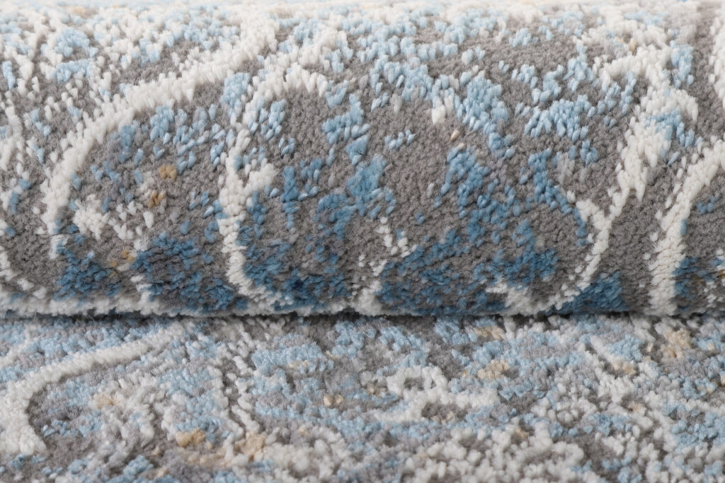 Tappeto Valley Rotondo Grigio Blu Vintage Floreale
