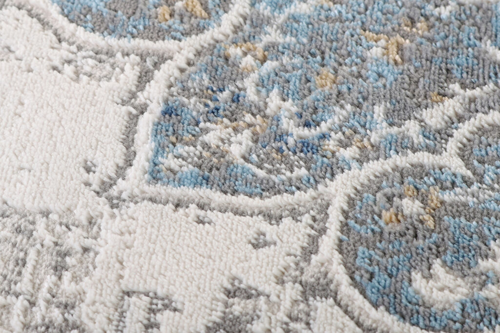 Tappeto Valley Rotondo Grigio Blu Vintage Floreale