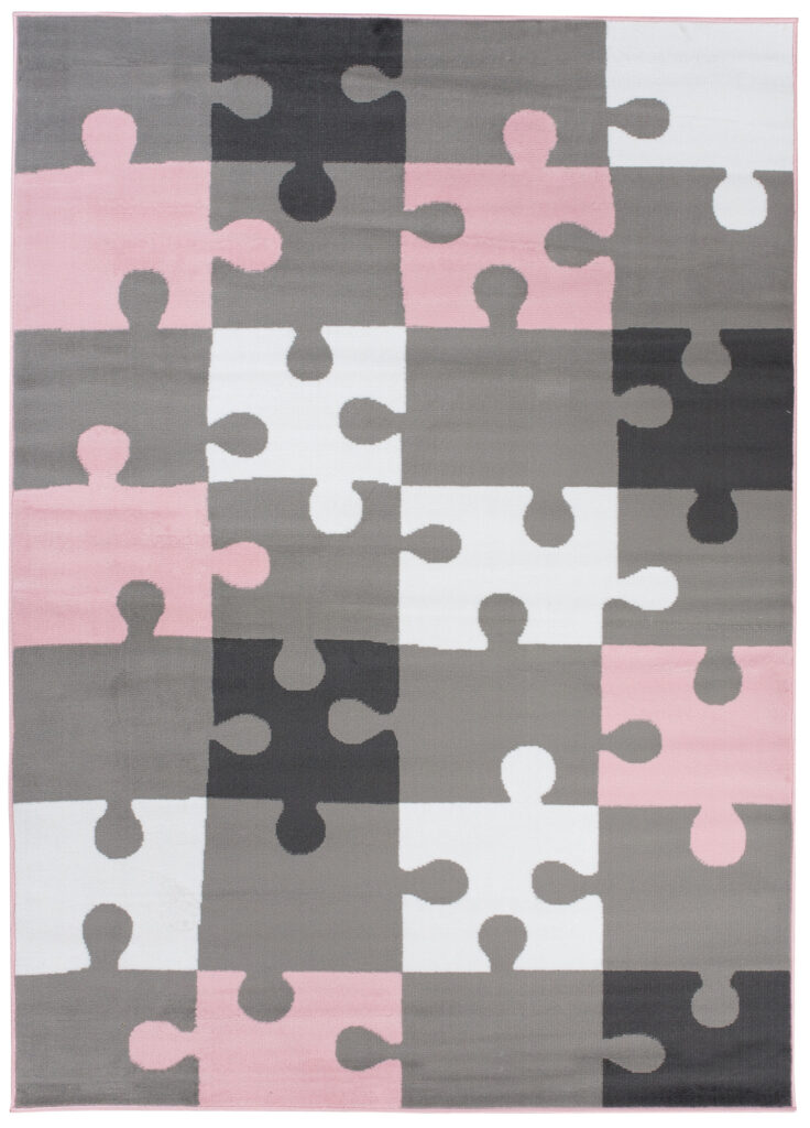 Tappeto Per Bambini Pinky Grigio Rosa Puzzle