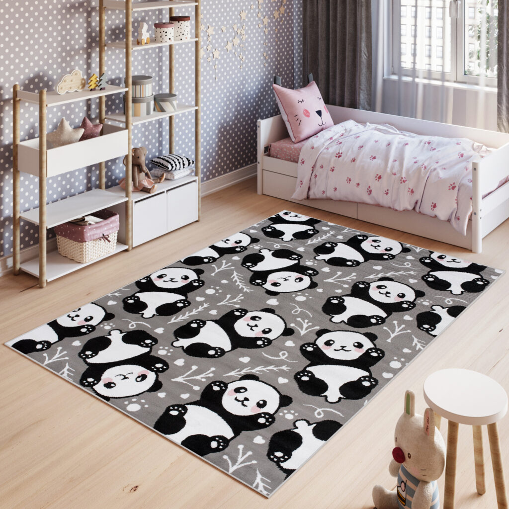Tappeto Per Bambini Pinky Grigio Panda