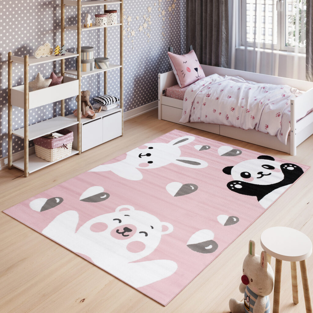 Tappeto Per Bambini Pinky Rosa Animali