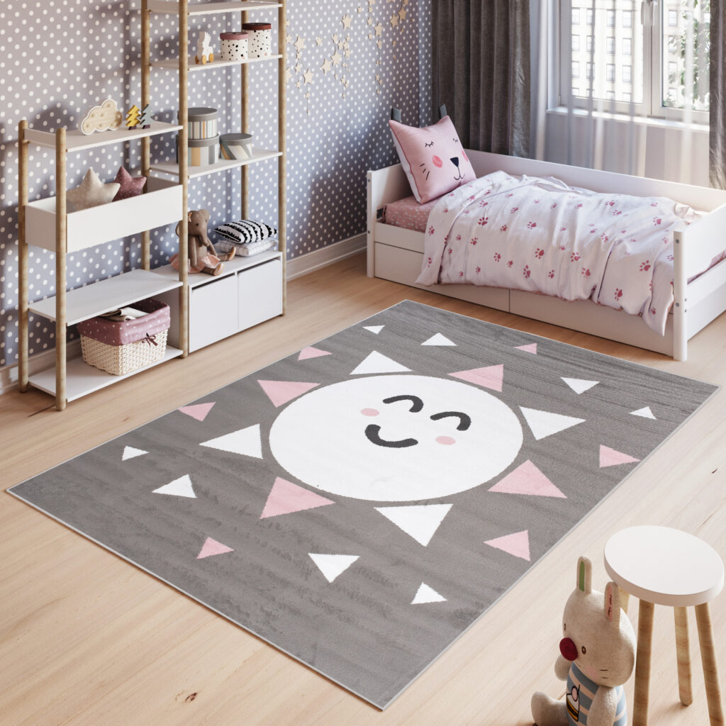 Tappeto Per Bambini Pinky Grigio Sole