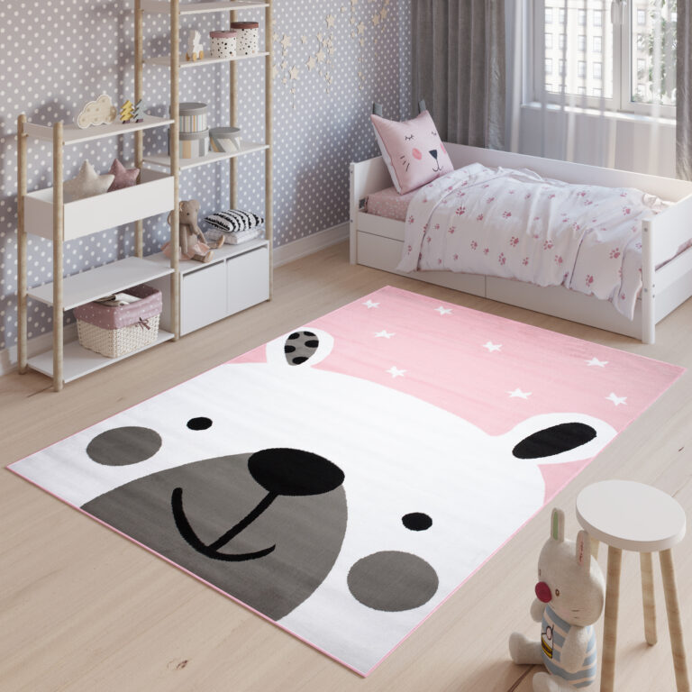 Tappeto Per Bambini Pinky Rosa Bianco Orsetto