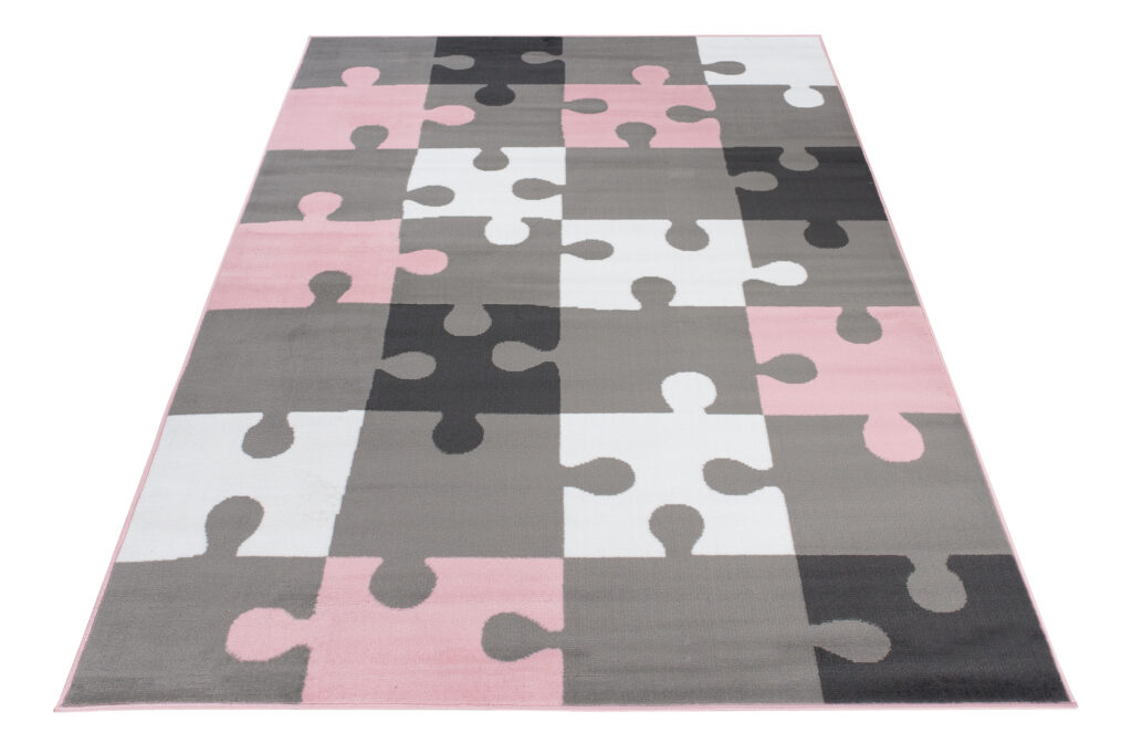 Tappeto Per Bambini Pinky Grigio Rosa Puzzle