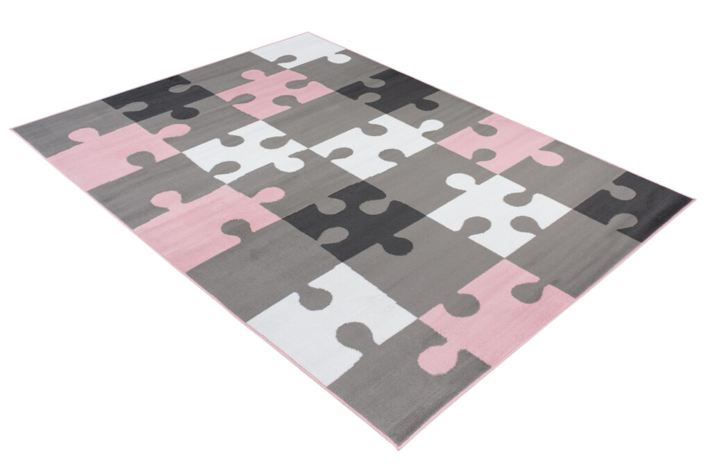 Tappeto Per Bambini Pinky Grigio Rosa Puzzle