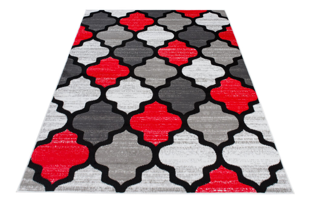 Tappeto Per Bambini Pinky Grigio Rosso Trellis