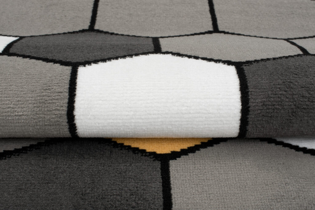 Tappeto Per Bambini Pinky Grigio Giallo Esagoni