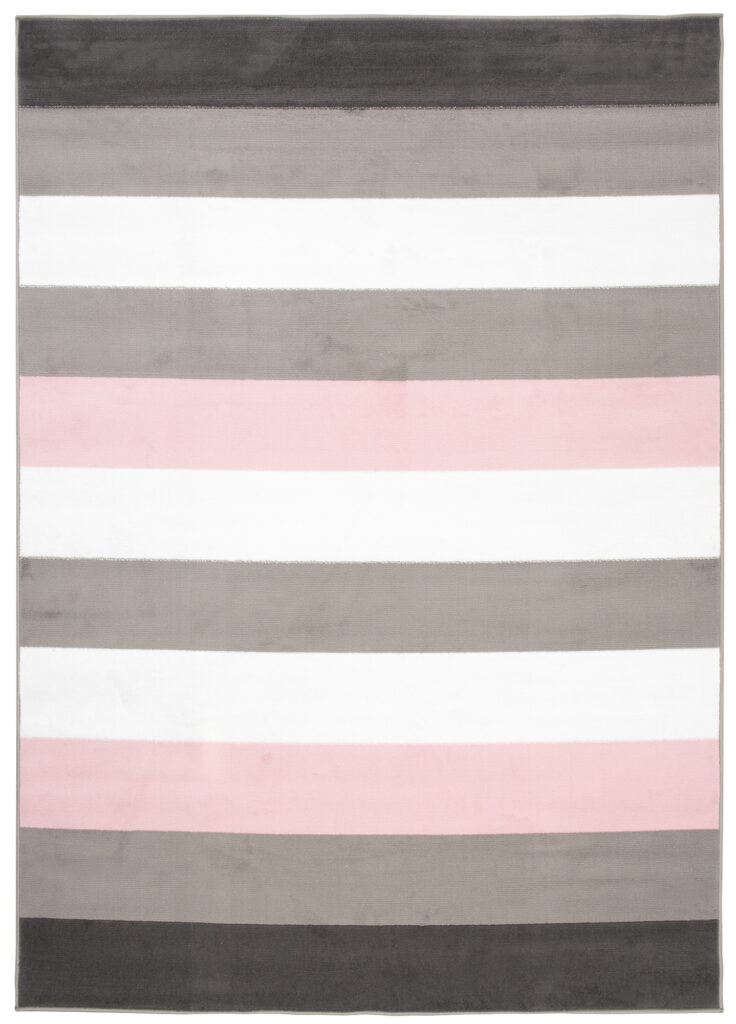 Tappeto Per Bambini Pinky Grigio Rosa Strisce