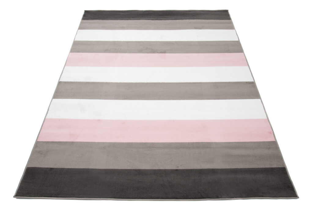 Tappeto Per Bambini Pinky Grigio Rosa Strisce