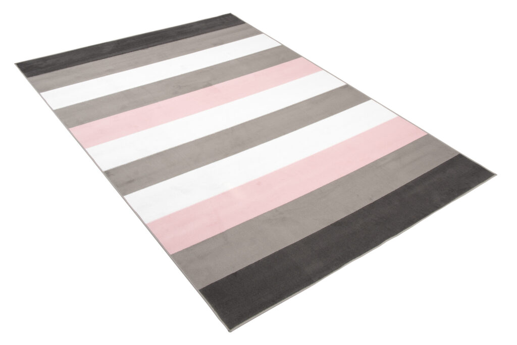 Tappeto Per Bambini Pinky Grigio Rosa Strisce