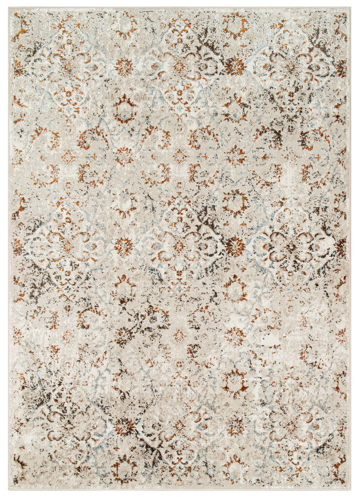 Tappeto Retro Grigio Blu Rame Mosaico Vintage