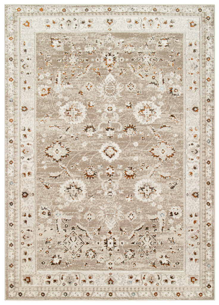 Tappeto Retro Grigio Rame Ornamenti Vintage