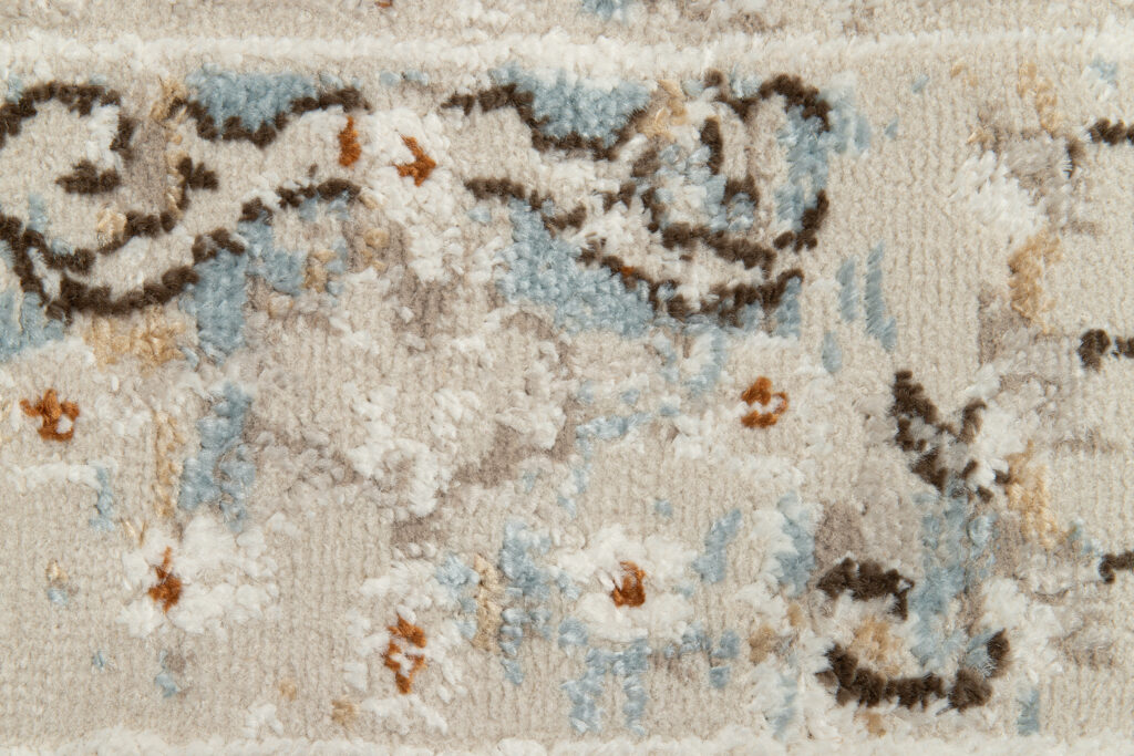 Tappeto Retro Blu Grigio Ornamenti Vintage