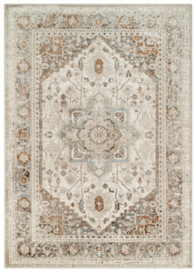 Tappeto Retro Grigio Blu Rame Floreale Vintage