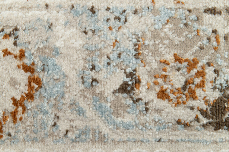 Tappeto Retro Grigio Blu Rame Floreale Vintage