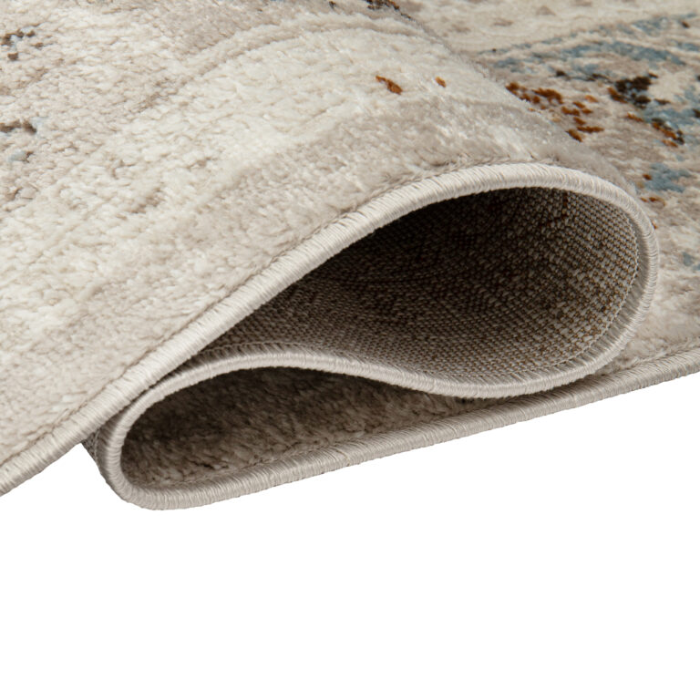 Tappeto Retro Grigio Blu Rame Floreale Vintage