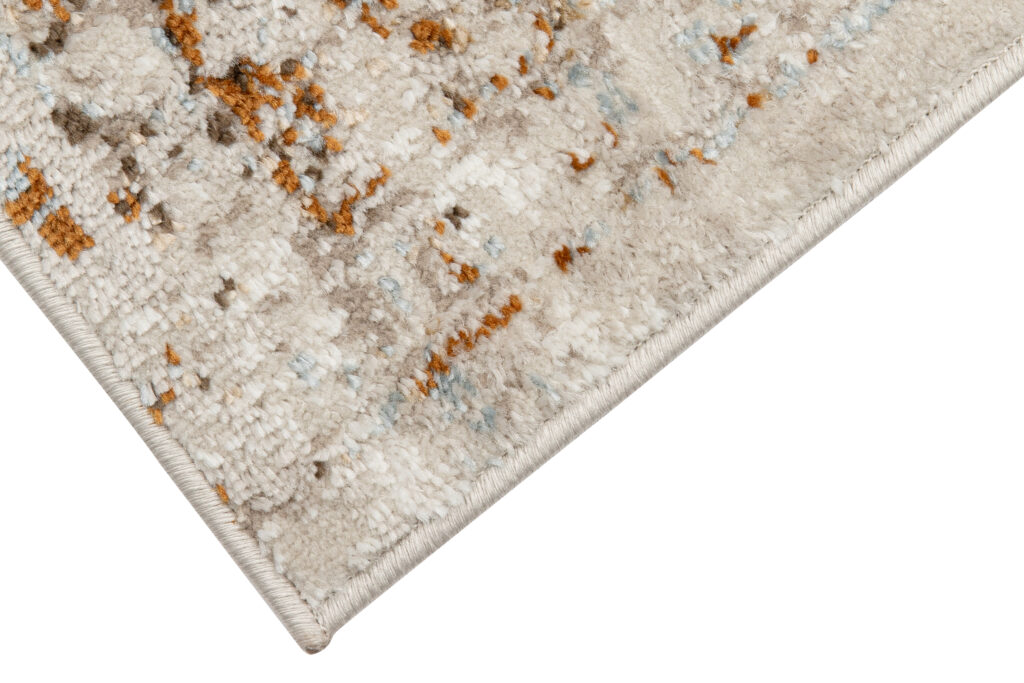 Tappeto Retro Grigio Rame Blu Cornice Vintage