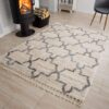 Tappeto Versay Crema Grigio Trellis con frange