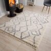Tappeto Versay Crema Grigio Zigzag con Frange