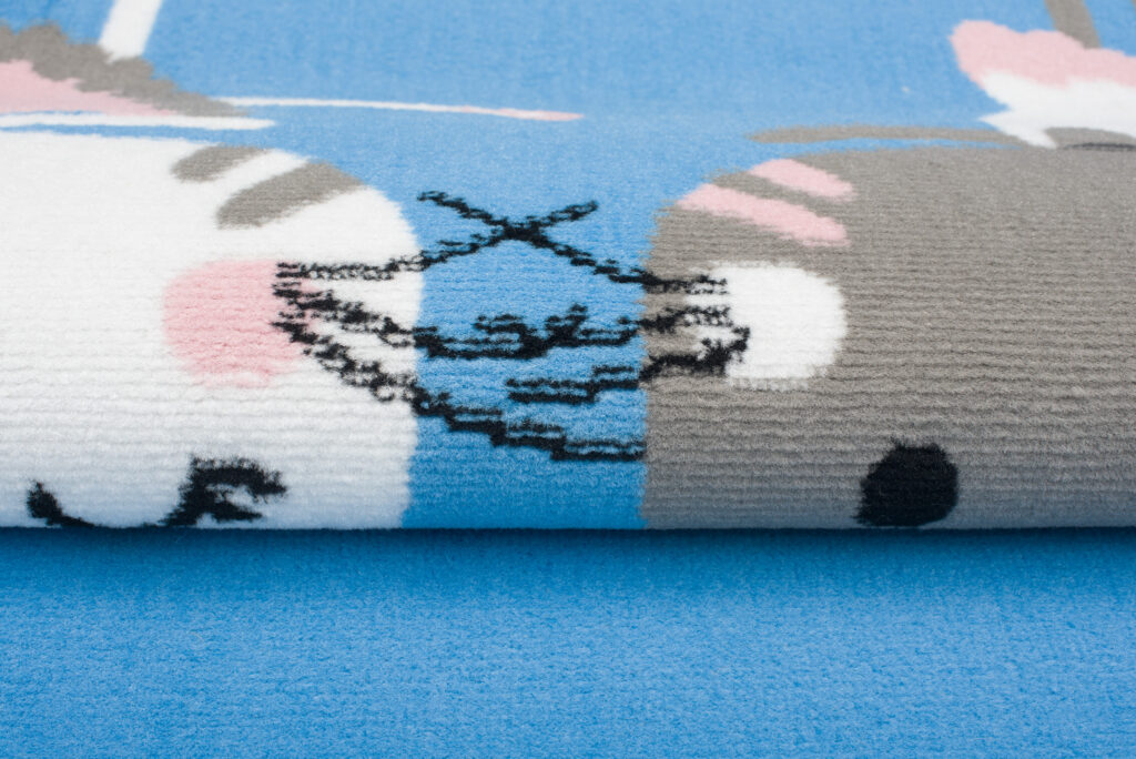 Tappeto Jolly Bambini Cameretta Animali Gatti Blu A Pelo Corto