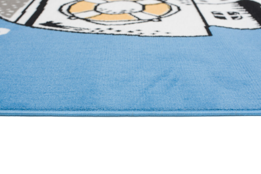 Tappeto Jolly Bambini Cameretta Animali Orsetto Nave Blu A Pelo Corto