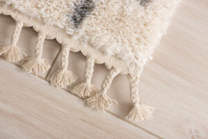 Tappeto Versay Crema Grigio Rombi con Frange