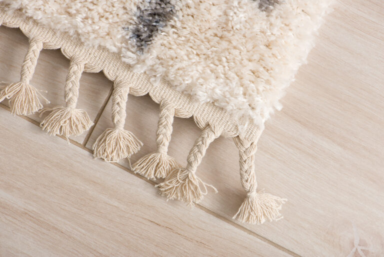 Tappeto Versay Crema Grigio Rombi con Frange