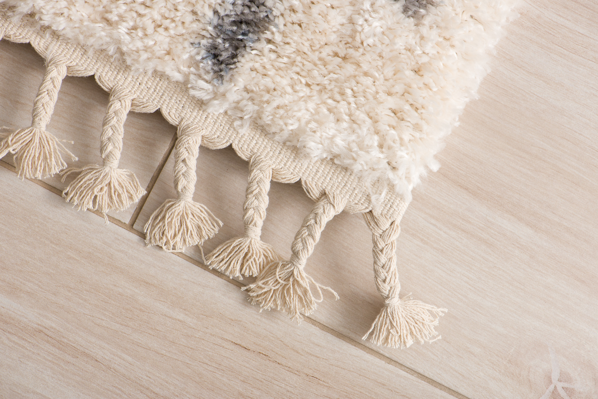 Tappeto Versay Crema Grigio Rombi con Frange