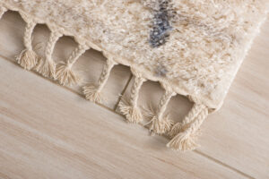 Tappeto Versay Crema Grigio Zigzag con Frange