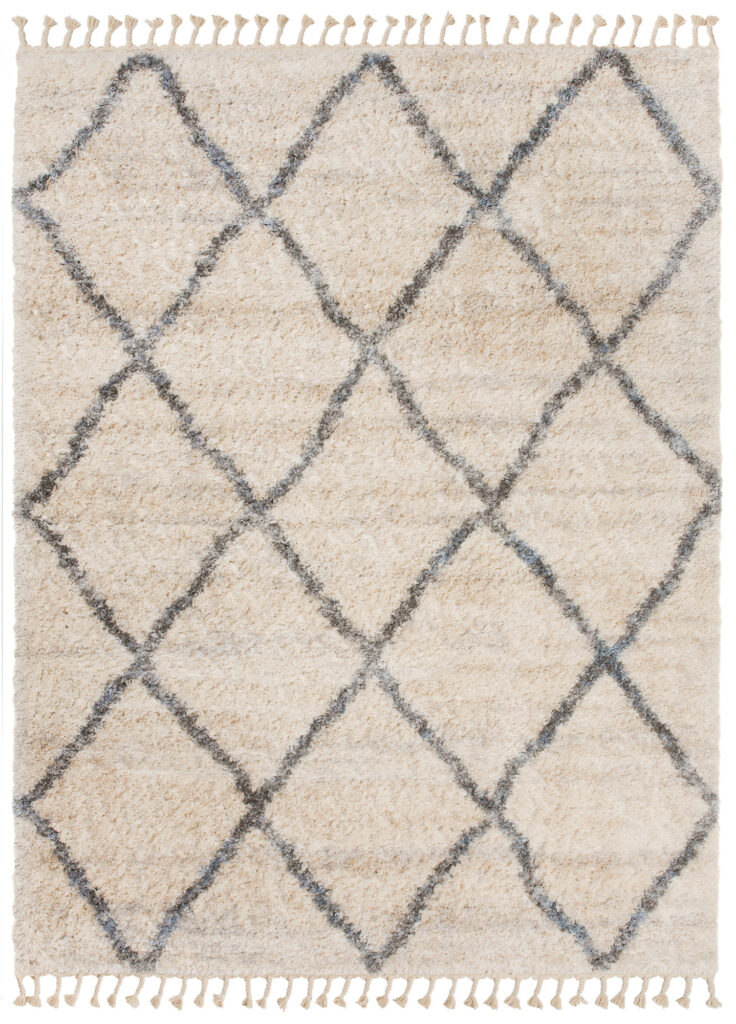 Tappeto Versay Crema Grigio a Sccachi con Frange