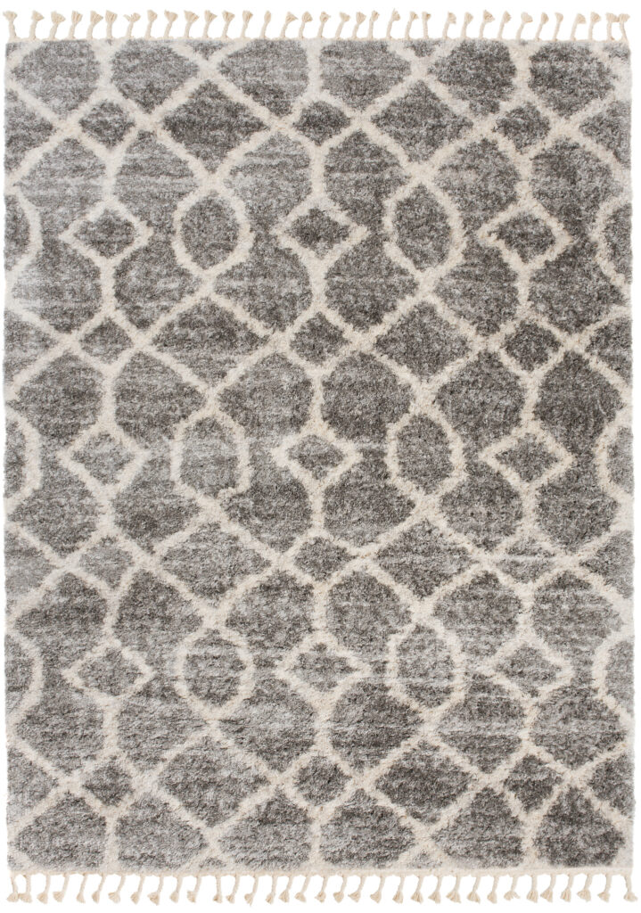 Tappeto Versay Grigio Crema Geometrico con Frange