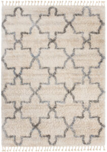 Tappeto Versay Crema Grigio Trellis con frange