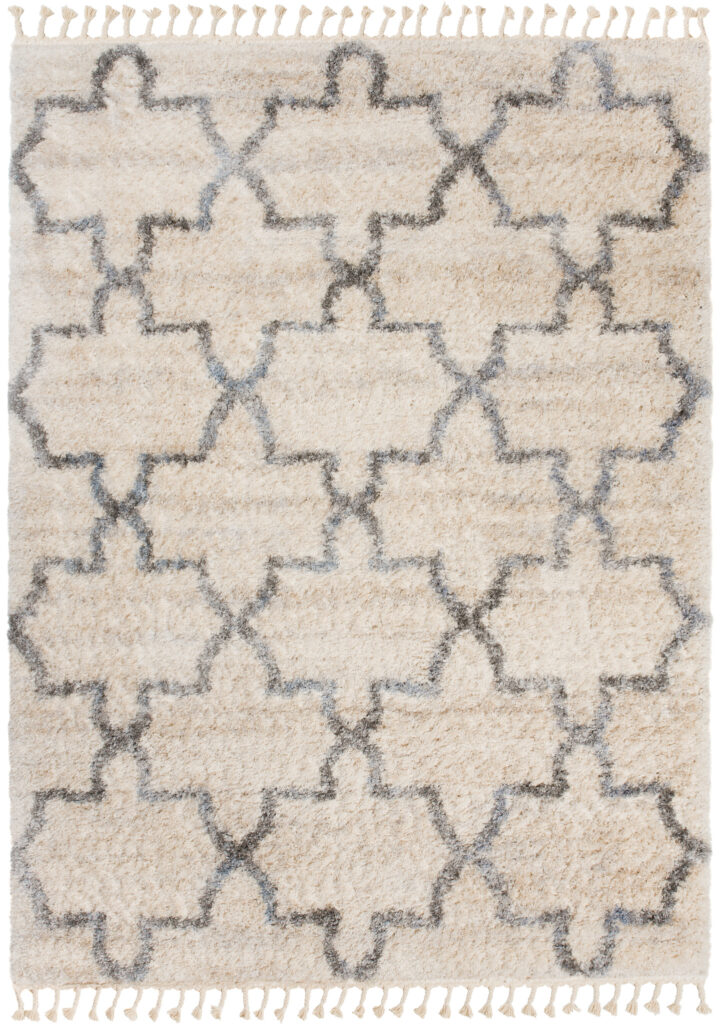 Tappeto Versay Crema Grigio Trellis con frange
